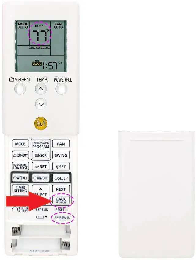 Main image of Replacement Remote Control for Fujitsu AIRSTAGE AR-REW1U, Compatible with Air Conditioner Models ASUG09LZBS, ASUG12LZBS, ASUG15LZBS, ASUG09LZAS, ASUG12LZAS, ASUG15LZAS 9352446283, 9332438765