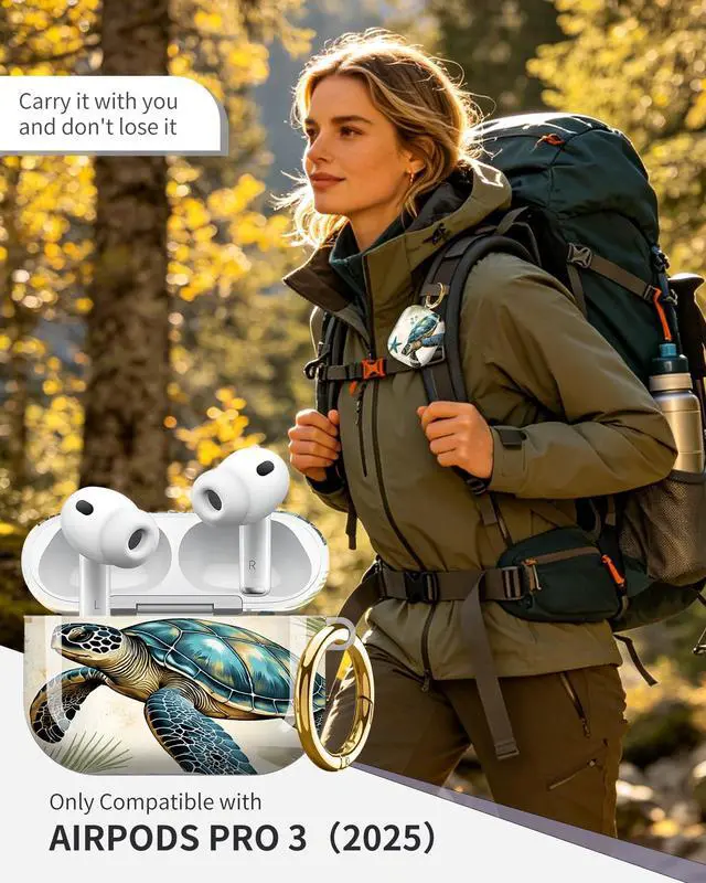 Alt view image 2 of 6 - Compatible with Airpod Pro 3rd Gen Case 2025,Anti-Drop Cover with Keychain,Artistic Multi-Pattern Protective Shell for Daily Commute,Workout&Gifting(Sea Turtle Starfish Coral Reef)