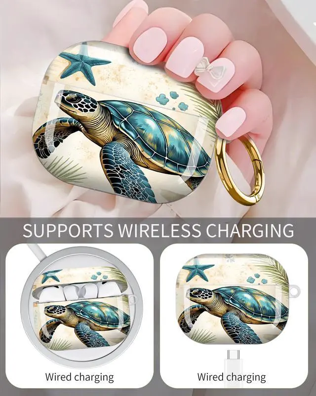 Alt view image 3 of 6 - Compatible with Airpod Pro 3rd Gen Case 2025,Anti-Drop Cover with Keychain,Artistic Multi-Pattern Protective Shell for Daily Commute,Workout&Gifting(Sea Turtle Starfish Coral Reef)