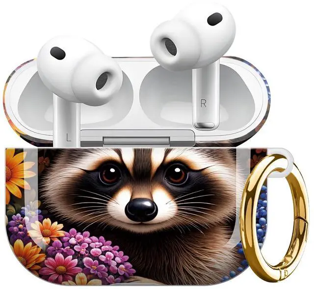 Main image of Compatible with Airpod Pro 3rd Gen Case 2025,Anti-Drop Cover with Keychain,Artistic Multi-Pattern Protective Shell for Daily Commute,Workout&Gifting(Raccoon Floral Autumn Berries Leaves)