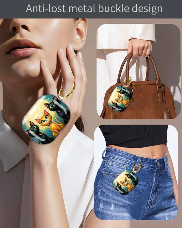 Alt view image 4 of 6 - Compatible with Airpod Pro 3rd Gen Case 2025,Anti-Drop Cover with Keychain,Artistic Multi-Pattern Protective Shell for Daily Commute,Workout&Gifting(Cats Moon Flowers Night Sky Fence)