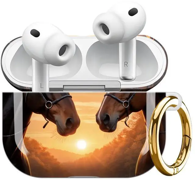 Main image of Compatible with Airpod Pro 3rd Gen Case 2025,Anti-Drop Cover with Keychain,Artistic Multi-Pattern Protective Shell for Daily Commute,Workout&Gifting(Horse Sunset River Reflections Nature Art)