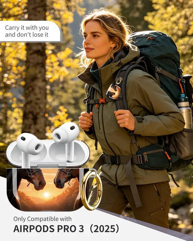 Alt view image 2 of 6 - Compatible with Airpod Pro 3rd Gen Case 2025,Anti-Drop Cover with Keychain,Artistic Multi-Pattern Protective Shell for Daily Commute,Workout&Gifting(Horse Sunset River Reflections Nature Art)