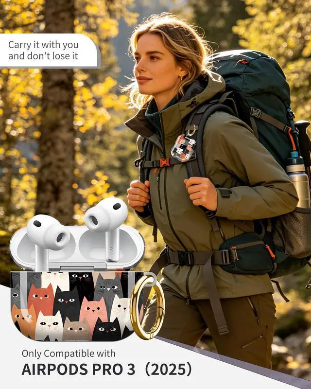 Alt view image 2 of 6 - Compatible with Airpod Pro 3rd Gen Case 2025,Anti-Drop Cover with Keychain,Artistic Multi-Pattern Protective Shell for Daily Commute,Workout&Gifting(Cats Colorful Background)