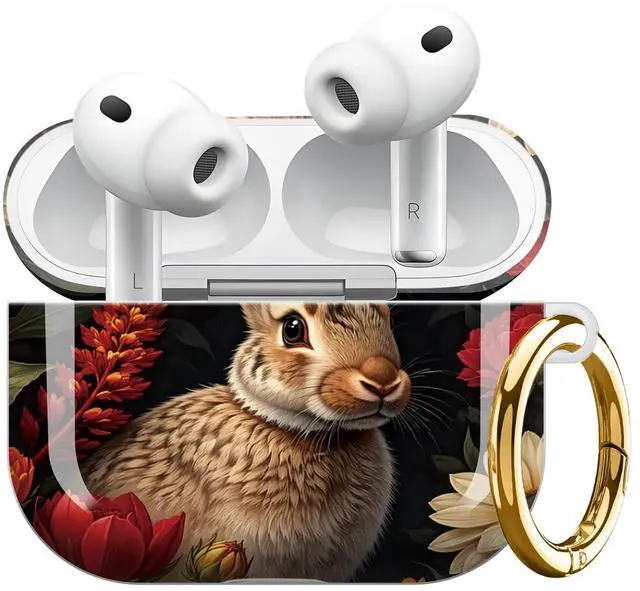 Main image of Compatible with Airpod Pro 3rd Gen Case 2025,Anti-Drop Cover with Keychain,Artistic Multi-Pattern Protective Shell for Daily Commute,Workout&Gifting(Floral Bunny Art)