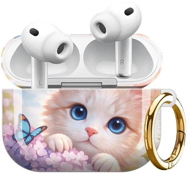 Main image of Compatible with Airpod Pro 3rd Gen Case 2025,Anti-Drop Cover with Keychain,Artistic Multi-Pattern Protective Shell for Daily Commute,Workout&Gifting(Cute Cat Butterflies Flowers Spring Sky)