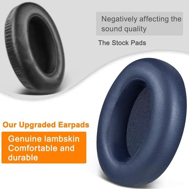 Alt view image 4 of 5 - Lambskin Earpads Cushions Replacement for Sony WH-XB910 XB910N Extra Bass Noise Cancelling Headphones, for Sony WHXB910N Wireless Headset, Ear Pads with Noise Isolation Foam - Blue