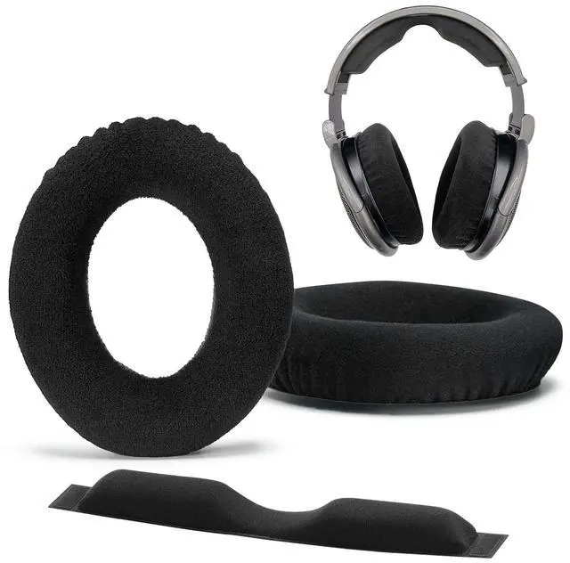 Main image of AHG Replacement Ear Pads & Headband Cushion Pad Compatible with Sennheiser Headphones HD600 HD650 HD 660S HD 660S2 Massdrop X HD 6XX HD58X Jubilee & HD580 - Premium Velour & High-Density Foam (Black)