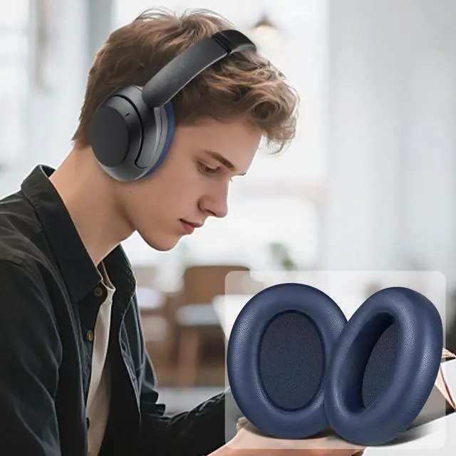 Alt view image 5 of 5 - Lambskin Earpads Cushions Replacement for Sony WH-XB910 XB910N Extra Bass Noise Cancelling Headphones, for Sony WHXB910N Wireless Headset, Ear Pads with Noise Isolation Foam - Blue