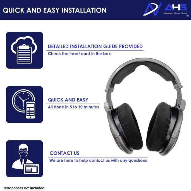 Alt view image 7 of 7 - AHG Replacement Ear Pads & Headband Cushion Pad Compatible with Sennheiser Headphones HD600 HD650 HD 660S HD 660S2 Massdrop X HD 6XX HD58X Jubilee & HD580 - Premium Velour & High-Density Foam (Black)