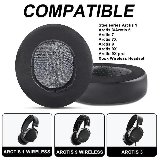 Alt view image 2 of 6 - GVOEARS Cooling Gel Replacement Ear Pads Cushions for Steelseries Arctis 1/3/5/7/7X/9/9X/Pro/Prime/Xbox (Do Not Fit Any Arctis Nova) Wireless Headset, Earpads with High-Density Foam Ice Silk Fabric