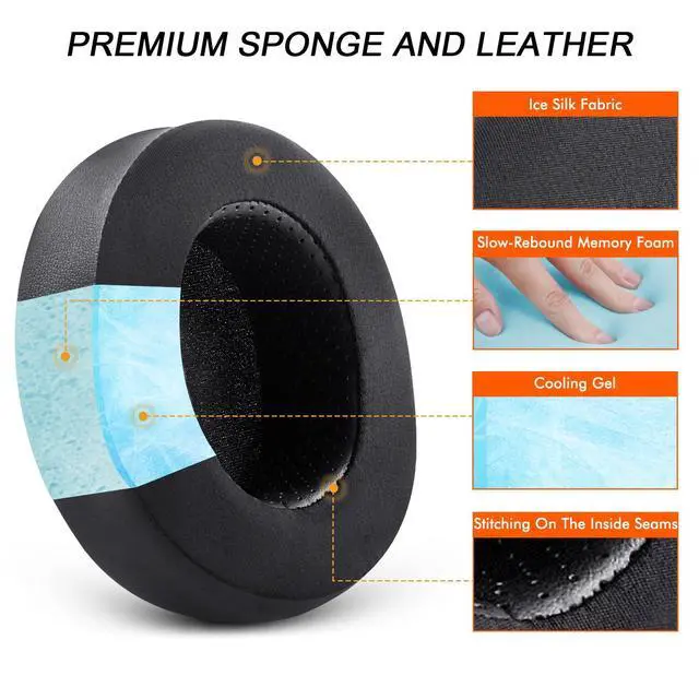 Alt view image 4 of 6 - GVOEARS Cooling Gel Replacement Ear Pads Cushions for Steelseries Arctis 1/3/5/7/7X/9/9X/Pro/Prime/Xbox (Do Not Fit Any Arctis Nova) Wireless Headset, Earpads with High-Density Foam Ice Silk Fabric