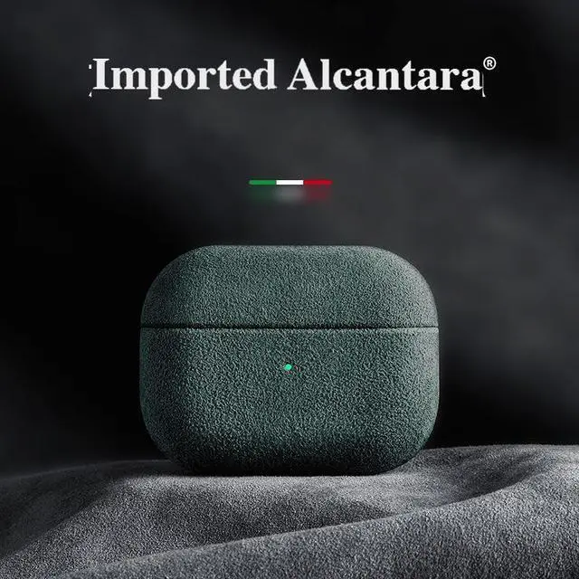 Alt view image 3 of 5 - Suede Microfiber Leather Headphone Case Full Wrap Handmade Cover for AirPods (Dark Green, Airpod Pro 2nd Generation)