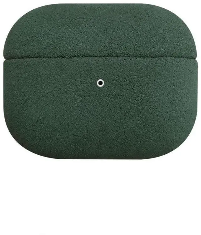 Main image of Suede Microfiber Leather Headphone Case Full Wrap Handmade Cover for AirPods (Dark Green, Airpod Pro 3rd Generation)
