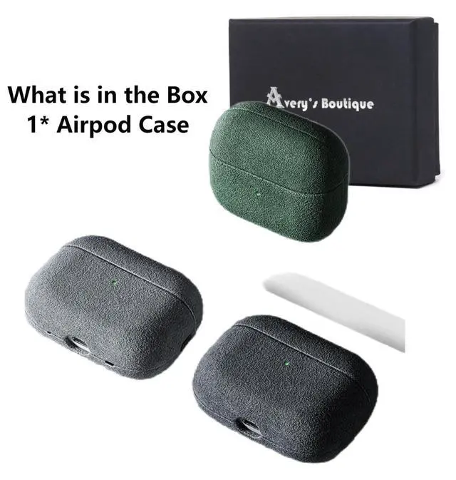Alt view image 3 of 5 - Suede Microfiber Leather Headphone Case Full Wrap Handmade Cover for AirPods (Dark Green, Airpod Pro 3rd Generation)