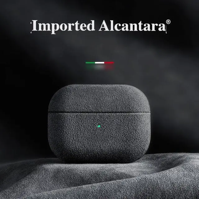 Alt view image 3 of 6 - Suede Microfiber Leather AirPods Case Full Wrap Handmade Airpod Headphone Cover (Grey, Airpod Pro 2nd Generation)