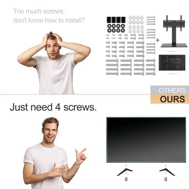Alt view image 4 of 7 - TV Stand for Hisense TV Legs, Base Stand for Hisense 40" 43" Smart TV, for 43H4F 43H4030F 43H4030F1 40H5590F 40H4F 40H3F9 40H4030F1, TV Stand Legs for Hisense with Screws and Instructions