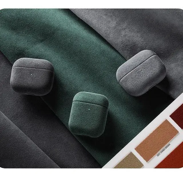 Alt view image 4 of 7 - Suede Microfiber Leather Headphone Case Full Wrap Handmade Cover for AirPods (Grey, Airpod pro)