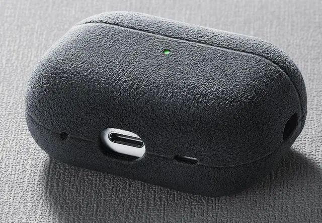 Alt view image 5 of 7 - Suede Microfiber Leather Headphone Case Full Wrap Handmade Cover for AirPods (Grey, Airpod pro)