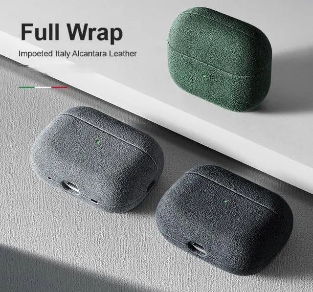 Alt view image 6 of 7 - Suede Microfiber Leather Headphone Case Full Wrap Handmade Cover for AirPods (Grey, Airpod pro)
