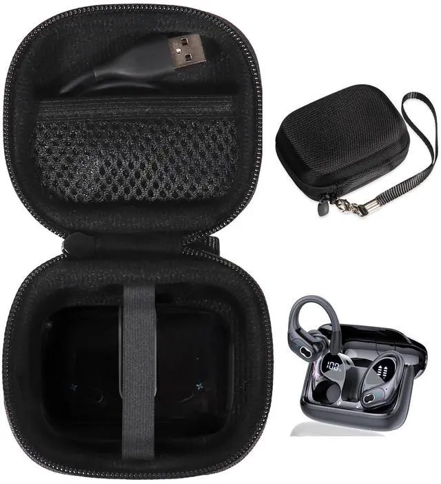 Main image of Earbuds Case for Aptkdoe HD65 Wireless Earbuds 75hrs Bluetooth 5.3 Headphone Sport, 2024 Bluetooth Earbuds Stereo Deep Bass Over Ear Bud (Black), compact small