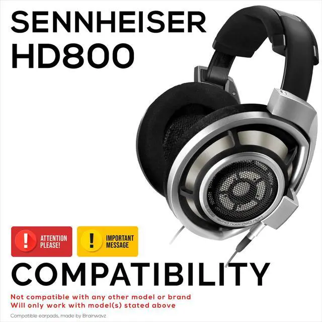 Alt view image 2 of 6 - Replacement Earpads for Sennheiser HD800 Headphones - PU Leather & Soft Foam Ear Cushion for Additional Comfort - by