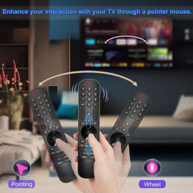 Alt view image 3 of 7 - Replacement Remote for LG TVs: for All OLED, QNED, Nano, UHD 4K/8K webOS Smart TVs & for Magic Remote Series MR21/22/23/24GA/GN/GC Featuring Voice Control, Pointer, and Streaming Hot Keys