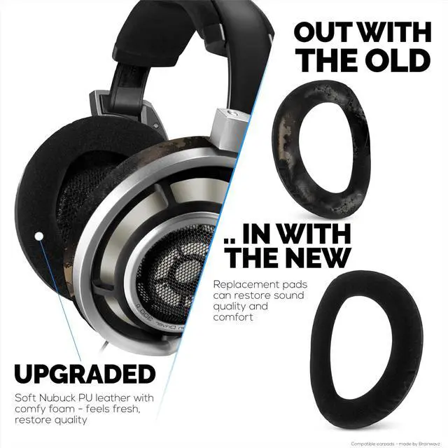 Alt view image 5 of 6 - Replacement Earpads for Sennheiser HD800 Headphones - PU Leather & Soft Foam Ear Cushion for Additional Comfort - by