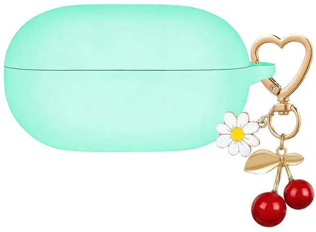 Main image of Case Cover for Beats Solo Buds with Cute Cherry Daisy Flower Charm Keychain, Soft Silicone Skin Shockproof Protective Accessories for New Beats Solo Charging Case Mint Green