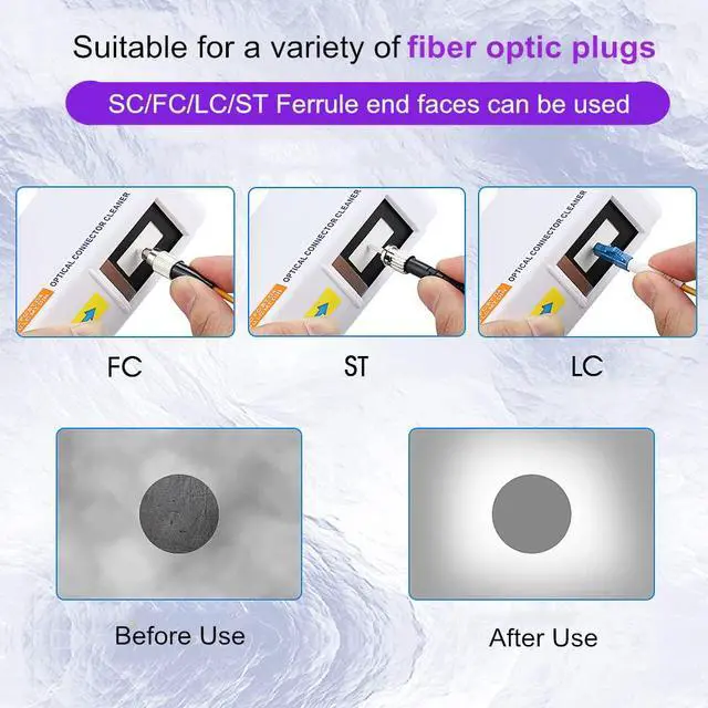 Alt view image 6 of 7 - Fiber Optic Cleaning Box. Supports 1.25mm/2.5mm, SC/FC/ST/MU/LC, Fiber Optic Connector Cleaner, Cleans Over 500 Times (White)