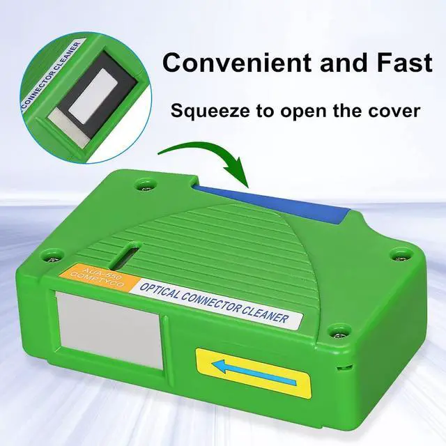 Alt view image 3 of 7 - Fiber Optic Cleaning Box. Supports 1.25mm/2.5mm, SC/FC/ST/MU/LC, Fiber Optic Connector Cleaner, Cleans Over 500 Times (Green)