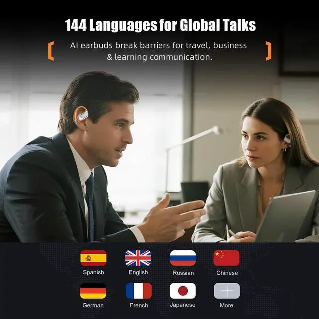 Alt view image 2 of 7 - Translation Earbuds Real time Bluetooth 5.4, 3-in-1 Translating Headphones | Wireless Earbuds Bluetooth Headphones for Learning Travel Business, with 1-Year Free Translation App (144 Languages)