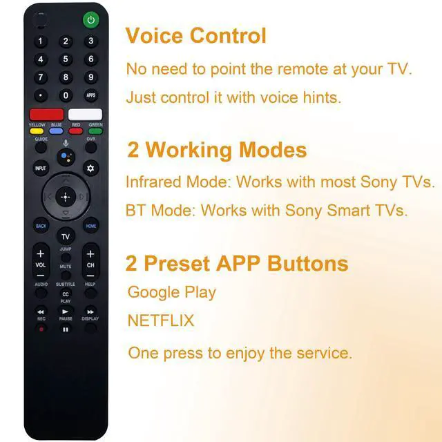 Alt view image 2 of 6 - Voice Remote Controller RMF-TX500U for All Sony Bravia X750H, X75CH, X800H, X80CH, X81CH, X850G, X900H, X90CH, X950G, X950H Android and Google Smart TVs