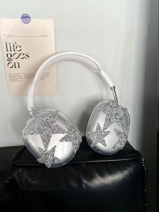 Alt view image 6 of 7 - Bling Star for AirPods Max Cover - 3 in 1 Rhinestones Glittering Clear Sparkling Headphones Case for AirPods Max Ear Cups Cover Accessories with Sweat-Proof Ear Pad/Headband for Women Gril - Stars