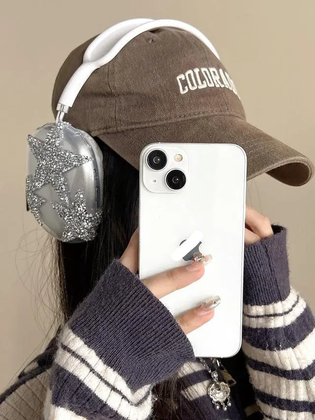 Alt view image 5 of 7 - Bling Star for AirPods Max Cover - 3 in 1 Rhinestones Glittering Clear Sparkling Headphones Case for AirPods Max Ear Cups Cover Accessories with Sweat-Proof Ear Pad/Headband for Women Gril - Stars