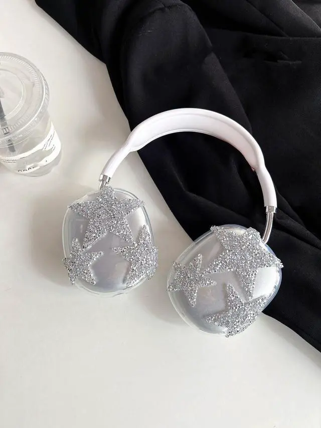 Alt view image 4 of 7 - Bling Star for AirPods Max Cover - 3 in 1 Rhinestones Glittering Clear Sparkling Headphones Case for AirPods Max Ear Cups Cover Accessories with Sweat-Proof Ear Pad/Headband for Women Gril - Stars