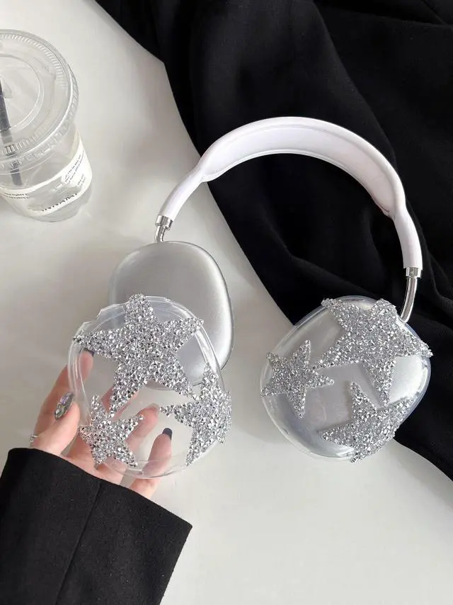 Alt view image 7 of 7 - Bling Star for AirPods Max Cover - 3 in 1 Rhinestones Glittering Clear Sparkling Headphones Case for AirPods Max Ear Cups Cover Accessories with Sweat-Proof Ear Pad/Headband for Women Gril - Stars
