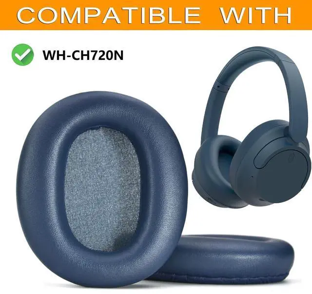 Alt view image 2 of 6 - Soft Protein Leather Earpads for Sony WH-CH720N Headphones (Blue) | Replacement Ear Cushions for WH-CH720N Headphones,High-Density Noise Cancelling Foam