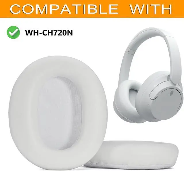 Alt view image 2 of 6 - Soft Protein Leather Earpads for Sony WH-CH720N Headphones (White) | Replacement Ear Cushions for WH-CH720N Headphones,High-Density Noise Cancelling Foam