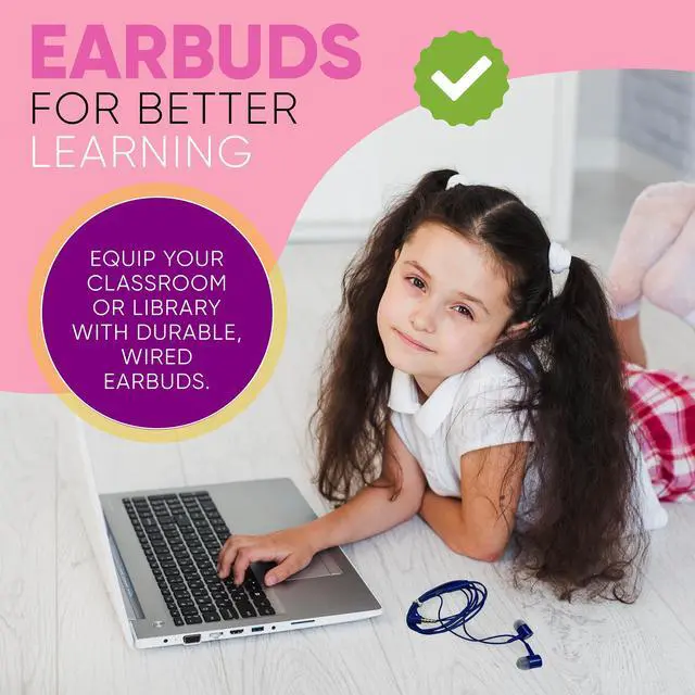 Alt view image 3 of 7 - 10 Pack Bulk Wired Earbuds with Microphone, In Ear Headphones 3.5mm Jack, 4ft Tangle Free Cable, Comfortable Fit, Affordable and Cost Effective, Ideal for School Classroom Testing Students, Black