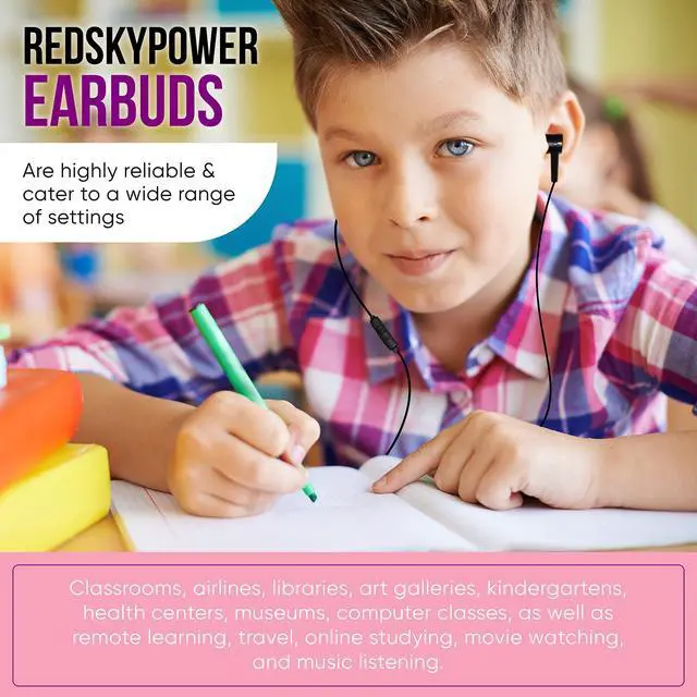 Alt view image 5 of 7 - 10 Pack Bulk Wired Earbuds with Microphone, In Ear Headphones 3.5mm Jack, 4ft Tangle Free Cable, Comfortable Fit, Affordable and Cost Effective, Ideal for School Classroom Testing Students, Black