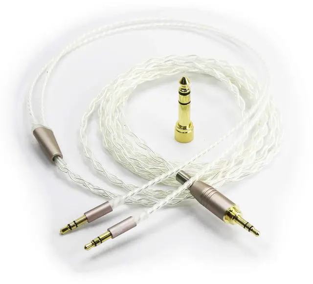 Main image of 6N OCC Copper Silver Plated Upgrade Audio Cable 3.5mm Male and 6.3mm Adapter Compatible with Hifiman Ananda, Sundara, Arya, HE400SE, HE4XX, HE-400i Headphone (2 x 3.5mm Version)