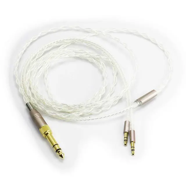 Alt view image 2 of 3 - 6N OCC Copper Silver Plated Upgrade Audio Cable 3.5mm Male and 6.3mm Adapter Compatible with Hifiman Ananda, Sundara, Arya, HE400SE, HE4XX, HE-400i Headphone (2 x 3.5mm Version)