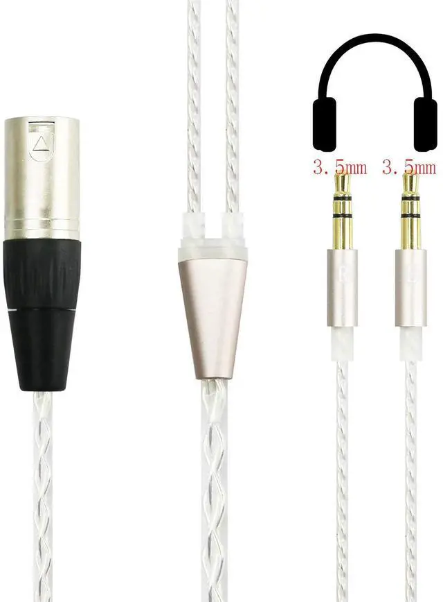 Alt view image 2 of 4 - 4-pin XLR Balanced Cable 6N OCC Copper Single Crystal Silver Plated Cord Compatible with Hifiman Arya, Sundara, Ananda, HE400SE Headphones 2.1m/6.8ft (4-pin XLR to Dual 3.5mm Version)