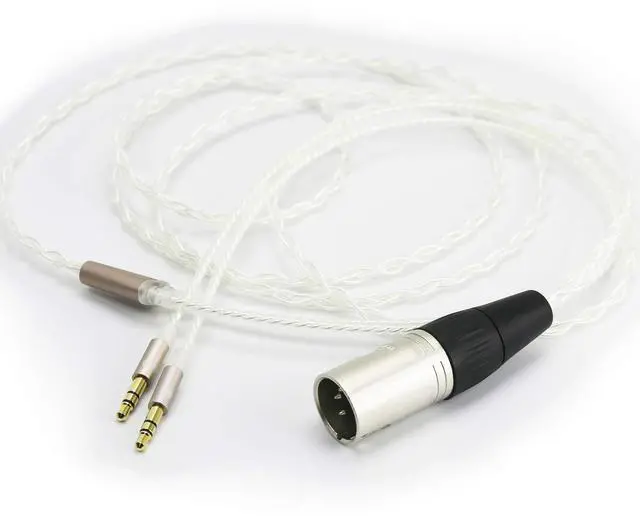 Alt view image 3 of 4 - 4-pin XLR Balanced Cable 6N OCC Copper Single Crystal Silver Plated Cord Compatible with Hifiman Arya, Sundara, Ananda, HE400SE Headphones 2.1m/6.8ft (4-pin XLR to Dual 3.5mm Version)