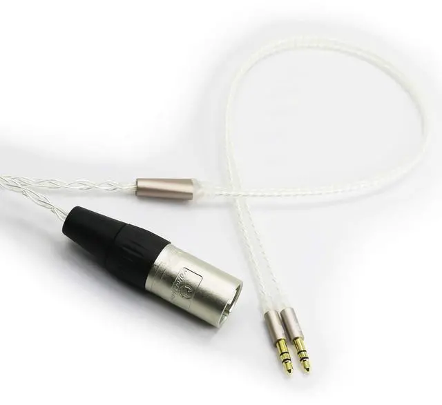 Alt view image 4 of 4 - 4-pin XLR Balanced Cable 6N OCC Copper Single Crystal Silver Plated Cord Compatible with Hifiman Arya, Sundara, Ananda, HE400SE Headphones 2.1m/6.8ft (4-pin XLR to Dual 3.5mm Version)