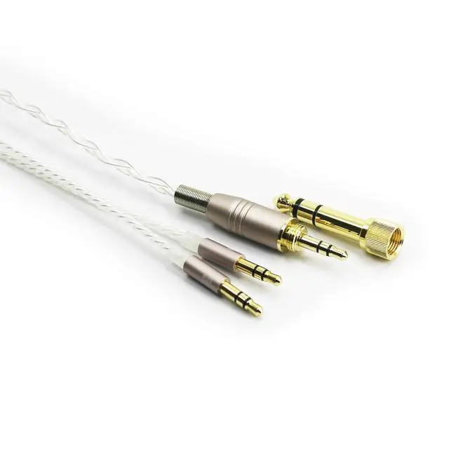 Alt view image 3 of 3 - 6N OCC Copper Silver Plated Upgrade Audio Cable 3.5mm Male and 6.3mm Adapter Compatible with Hifiman Ananda, Sundara, Arya, HE400SE, HE4XX, HE-400i Headphone (2 x 3.5mm Version)