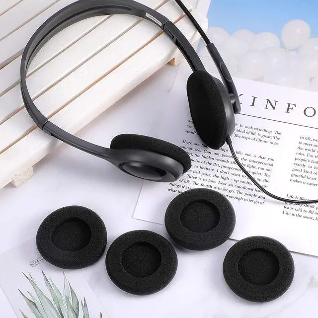 Alt view image 2 of 3 - Replacement Foam Ear Pads Covers for On-Ear Headphones 60mm - 2.4" inch Diameter Sponge Earpads Cushions for Most Standard Size Office Telephone Headsets, Call Center, Office, Classroom, Pack of 50