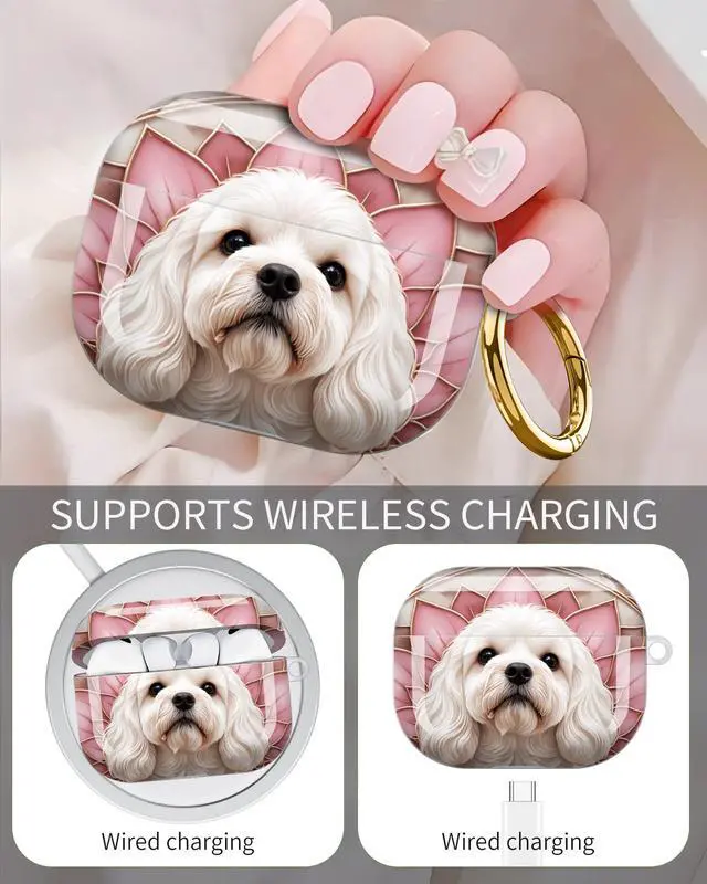 Alt view image 3 of 6 - Compatible with Airpod Pro 3rd Gen Case 2025,Anti-Drop Cover with Keychain,Artistic Multi-Pattern Protective Shell for Daily Commute,Workout&Gifting(Stained Glass Dog Portrait Artwork)