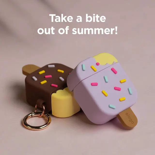 Alt view image 2 of 7 - Ice Cream AirPods Case with Keychain for AirPods 2 & 1 | Shockproof Protective Skin, Cute Accessories for Girls, Kids, Boys (Blueberry)